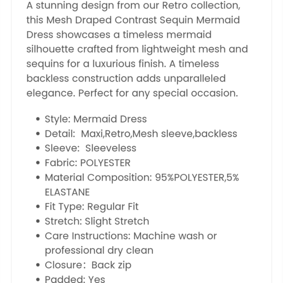 Retro, Draped Sleeves,  Contrast Sequined, Backless,  Gown - Picture 12 of 16